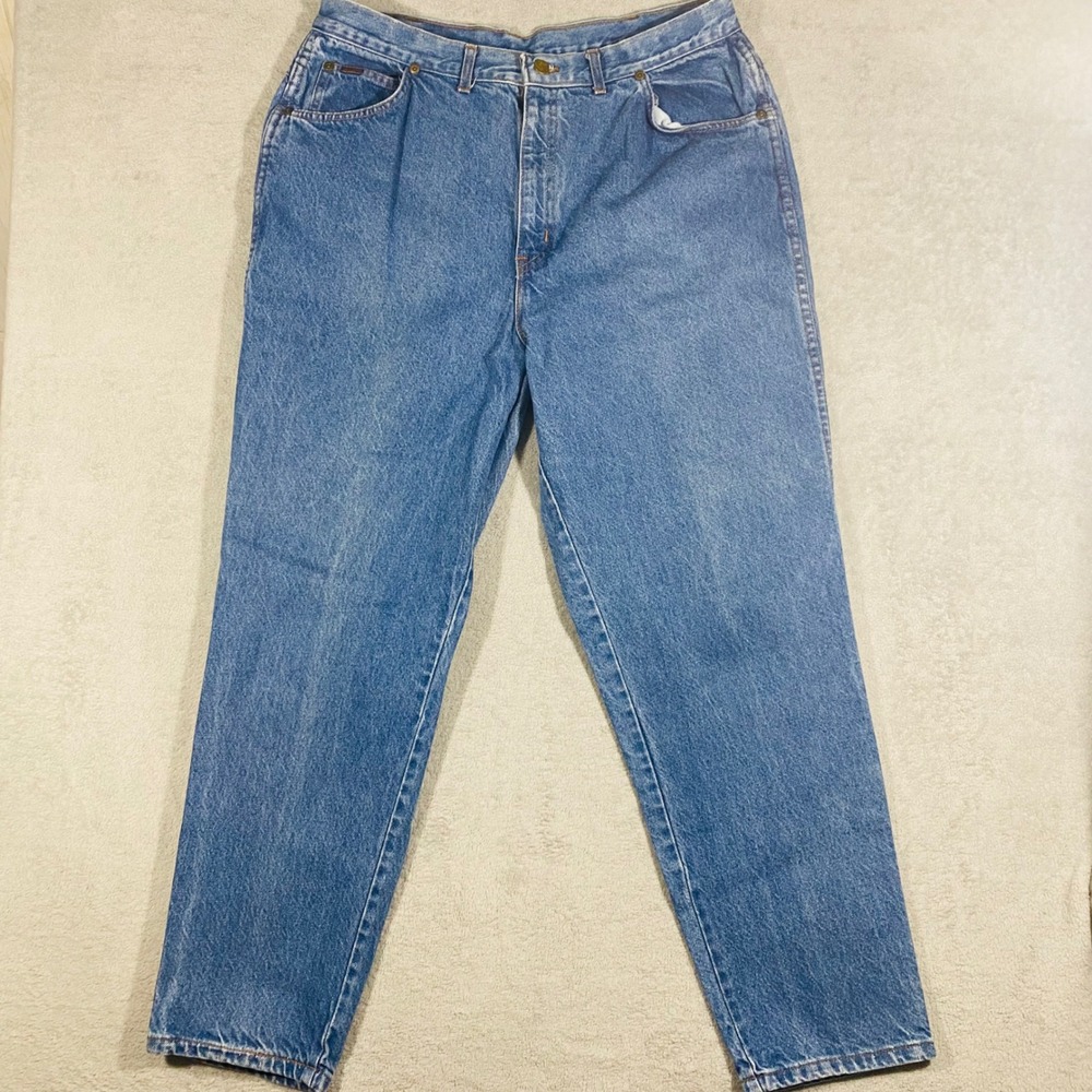 Vintage Chic Tapered Leg Jeans Womens 22W Blue Vintage High Rise Made in USA - Picture 2 of 16